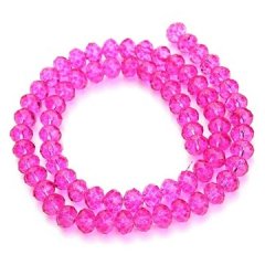 10Strand x 65Pcs Fuschia Faceted Crystal Beads 8mm