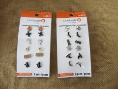 6Sheets x 6Pair Vintage Ear Studs Party Pretend Play Accessory