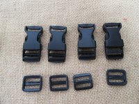 50Sets Black Side Release Buckles For 20mm Webbing