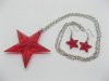 5Pcs Red Star Chain Necklace w/Earring