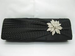 1Pc Black Satin Diamante Evening Handbag Wedding Clutch Bag 1Pc Black Satin Diamante Evening Handbag Wedding Clutch Bag