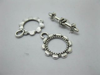 100 Sets Flower Shape Bali Toggle Clasps Jewelry finding