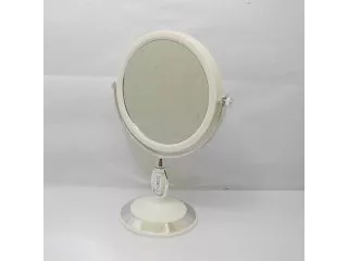 1X White Pedestal Oval Makeup Mirror Double Sided 3x Magnify