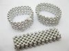 40X Slivery Beaded Stretchable Bracelets 25mm Wide