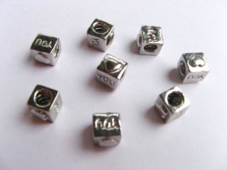 10 Alloy European Cube Thread Beads ac-sp323