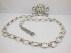 1Pc Crossbone Skull Silvery Chain Waist Belt w/Tassel 1Pc Crossbone Skull Silvery Chain Waist Belt w/Tassel