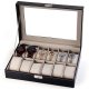 1X New Black Watch Storage 12 Compartment Display Case w/ Cover 1X New Black Watch Storage 12 Compartment Display Case w/ Cover