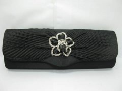 1Pc Black Satin Pleated Evening Handbag Wedding Clutch Bag 1Pc Black Satin Pleated Evening Handbag Wedding Clutch Bag