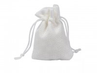 50 White Hemp Drawstring Jewelry Gift Pouches 9x7cm