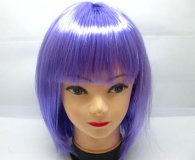4Pcs Bobo Head Style Neat Bang Short Straight Cosplay Wig Purple