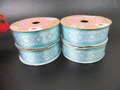 12Rolls X 6M Printed Light Blue Satin Ribbon 25mm Wide
