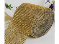 1Roll X 10Yds Golden Diamond Mesh Rhinestone Ribbon Crystal Wrap