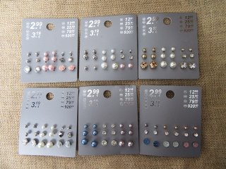 6Sheets x 9Pairs New Lady's Earring Studs Assorted