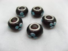 100 Murano Flower Round Glass European Beads be-g375 100 Murano Flower Round Glass European Beads be-g375