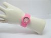 1X Pink Slap Band On Snap Unisex Silicone Wrist Watch 2cm Wide