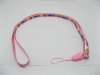 100 pink Smile Face Mobile Phone Strap 10mm wide