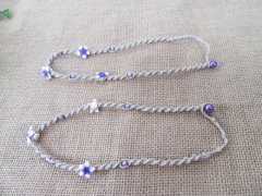 12Pcs Hemp Cord Handmade Knitted Necklaces With Purple Frangipan 12Pcs Hemp Cord Handmade Knitted Necklaces With Purple Frangipan