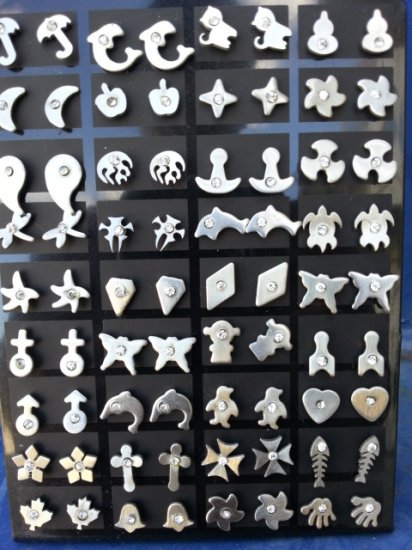 36 Pairs Assorted Stainlesss Steel with crystal Earrings Studs - Click Image to Close