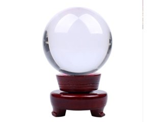 1X 78mm Clear Crystal Sphere Ball with Wooden Base (image for) 1X 78mm Clear Crystal Sphere Ball with Wooden Base