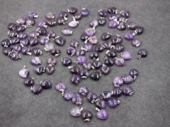 (image for) 50 Gemstone Amethyst Love Heart Charms Pendants 20mm