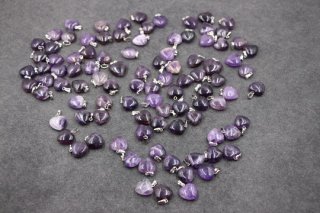 50 Gemstone Amethyst Love Heart Charms Pendants 20mm
