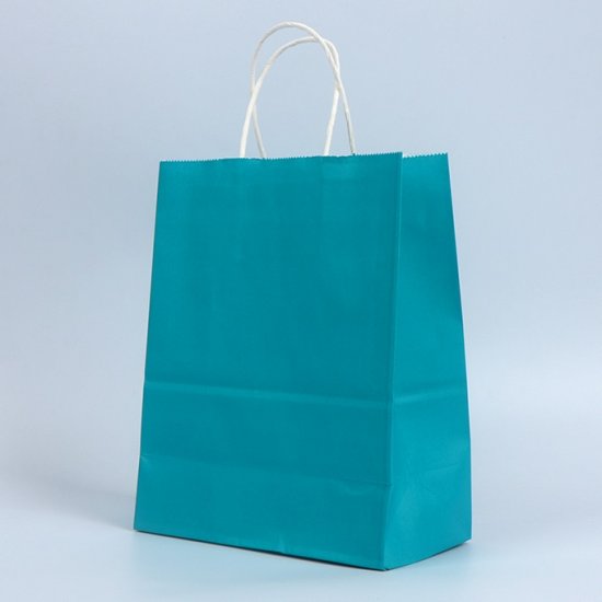 48 Bulk Kraft Paper Gift Carry Shopping Bag 26.7x21x11cm Blue - Click Image to Close