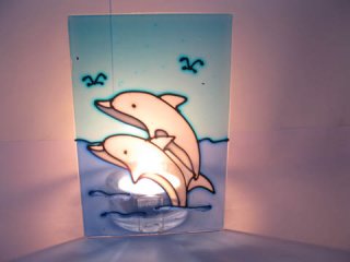 20X New Glass Tea Light Holder Dolphin Front Cover