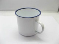 (image for) 6 Brand New White Enamel Mug Camping Cups 9cm dia. 500ml