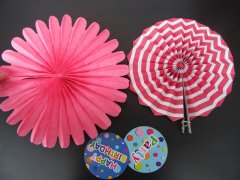 (image for) 12Pkts X 2Pcs Hanging Decoration Paper Fans Flower Fan Wedding P