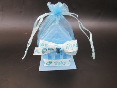 (image for) 12Pcs Blue House Birthday Baby Shower Favor Candy Gift Food Box