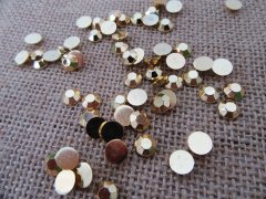 (image for) 12Sheets x 120Pcs Golden Flatback Acrylic Gemstones Rhinestones 