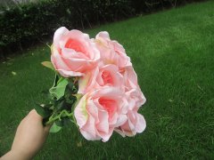 6Pcs Peach Rose Artificial Flower Wedding Bouquet Party Decor 6Pcs Peach Rose Artificial Flower Wedding Bouquet Party Decor
