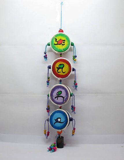 1X Dongba 4-Flat Drum Wind Chime Ornament - Click Image to Close