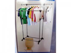 1X New Portable Mobile Double Rail Clothes Rack Hanger 1X New Portable Mobile Double Rail Clothes Rack Hanger