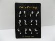 (image for) 1Sheet X 12pcs Skull Rhinestone Navel belly Ring Body Piercing