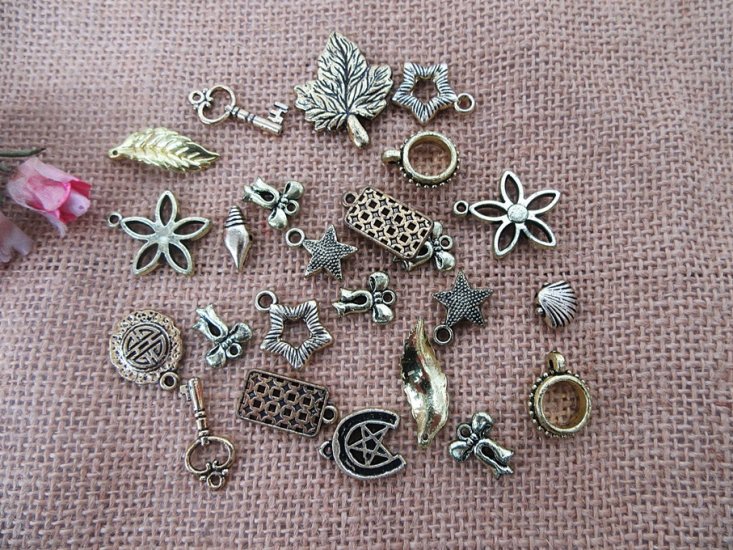 250g Golden Metallic Plastic Beads Pendants DIY Jewellery Craft - Click Image to Close
