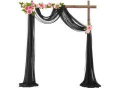 (image for) 1Pc Black Wedding Arch Chiffon Backdrop Curtain Drapes