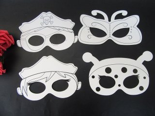 10Pkts X 12Pcs Plain White Paper Mask Opera Party Costume