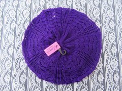 (image for) 1X Crochet Knit French Beret Beanie Hat - Purple