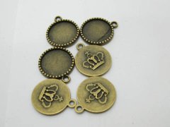 (image for) 100Pcs Crown Pendant Blanks Base Charms Jewelry Finding