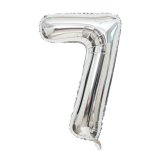 6Pcs Silver Numbers 7 Air-Filled Foil Balloons Party Decor