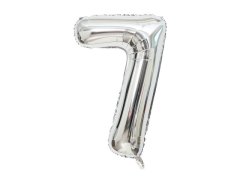 (image for) 6Pcs Silver Numbers 7 Air-Filled Foil Balloons Party Decor