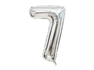 (image for) 6Pcs Silver Numbers 7 Air-Filled Foil Balloons Party Decor