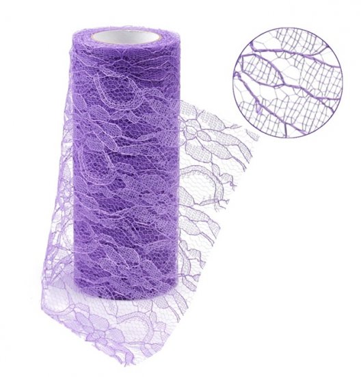 4Roll X 10Yds Purple Lace Tulle Roll Spool DIY Wedding Deco - Click Image to Close