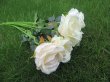 (image for) 6Pcs Off White Rose Artificial Flower Wedding Bouquet Party Home