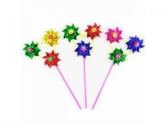 100Sets Plastic Colourful 3 Head Flower Windmill 100Sets Plastic Colourful 3 Head Flower Windmill