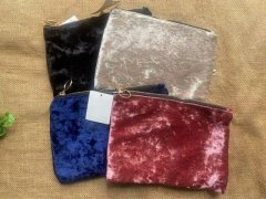 (image for) 2Pcs Velvet Pencil Case Cosmetic Bag Travel Storage Random Color