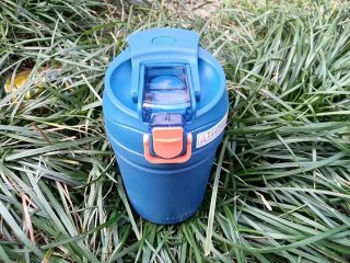 1Pc Blue Coffee Mug Drinking Cup Stainless Steel with Lid