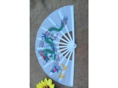 (image for) 1X Chinese Dragon Martial Kung Fu Tai Chi Dance Fan White