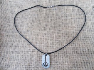 12Pcs Waxen String Necklace with Stainless Steel Anchor Tag